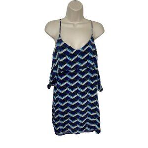 RIELEY Women's Small Geometric Print Mini Dress 100% Silk Polyester Lining READ